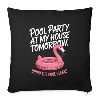 Fête à la piscine Amenez la piscine Fête d’été à la piscine en remarque - Housse de coussin décorative 45 x 45 cm - noir - Devant