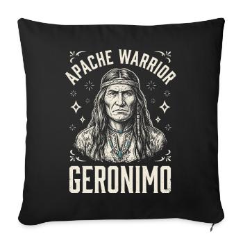 Guerrier apache Geronimo - Housse de coussin décorative 45 x 45 cm - noir - Devant