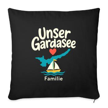 Unser Gardasee Familie, Lake Garda Family Keepsake - Sofa pillowcase 17,3'' x 17,3'' (45 x 45 cm) - black - Front
