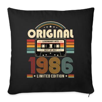 Cadeau pour les 40 ans Millésime Juillet 1986 - Housse de coussin décorative 45 x 45 cm - noir - Devant
