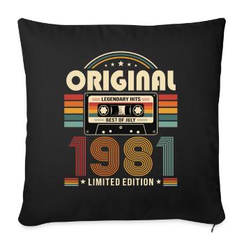 Cadeau pour le 45e anniversaire Millésime de juillet 1981 - Housse de coussin décorative 45 x 45 cm - noir - Devant