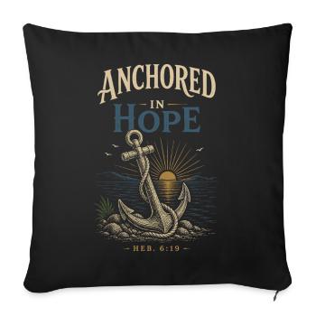 Espoir ancré - Housse de coussin décorative 45 x 45 cm - noir - Devant