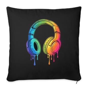 Graffiti Kopfhörer Gaming Gamer - Sofakissenbezug 45 x 45 cm - Schwarz - Vorne
