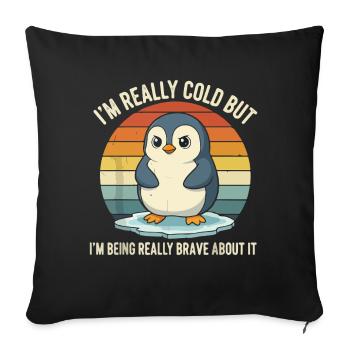 Brave Penguin in Retro Rainbow - Sofa pillowcase 17,3'' x 17,3'' (45 x 45 cm) - black - Front