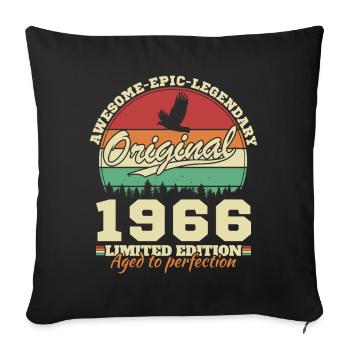 1966 Vintage Rétro Cadeau D'anniversaire - Housse de coussin décorative 45 x 45 cm - noir - Devant