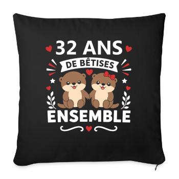 32 Ans Ensemble – Bêtises Adorables - Housse de coussin décorative 45 x 45 cm - noir - Devant