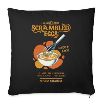 Breakfast Scrambled Eggs Funny Brunch Coffee Food - Sofa pillowcase 17,3'' x 17,3'' (45 x 45 cm) - black - Front