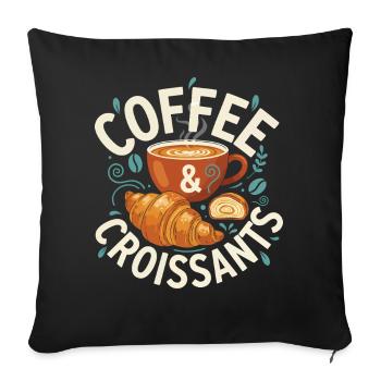 Breakfast Funny Coffee Croissants Brunch Pancake - Sofa pillowcase 17,3'' x 17,3'' (45 x 45 cm) - black - Front