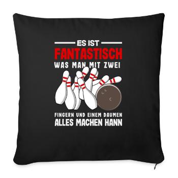 Fantastisch Bowling Finger Daumen - Sofakissenbezug 45 x 45 cm - Schwarz - Vorne