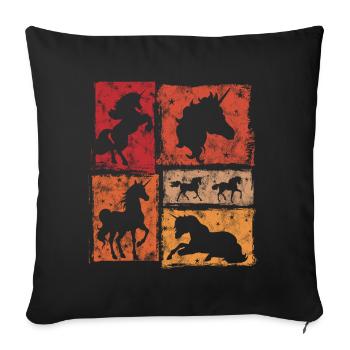 Unicorns – vintage style with stars - Sofa pillowcase 17,3'' x 17,3'' (45 x 45 cm) - black - Front