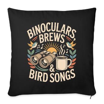 Jumelles fait chanter des oiseaux - Housse de coussin décorative 45 x 45 cm - noir - Devant