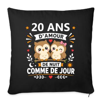 20 Ans d'Amour : Nuit et Jour - Housse de coussin décorative 45 x 45 cm - noir - Devant