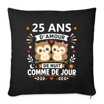 25 Ans d'Amour Nuit et Jour - Housse de coussin décorative 45 x 45 cm - noir - Devant
