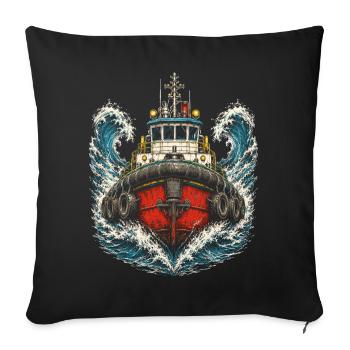 Remorqueurs Illustration artistique - Housse de coussin décorative 45 x 45 cm - noir - Devant