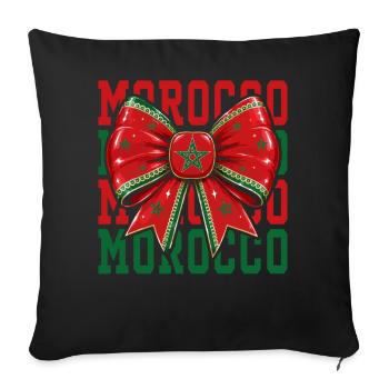 Morocco Flag Bow | Moroccan Coquette Style - Sofa pillowcase 17,3'' x 17,3'' (45 x 45 cm) - black - Front