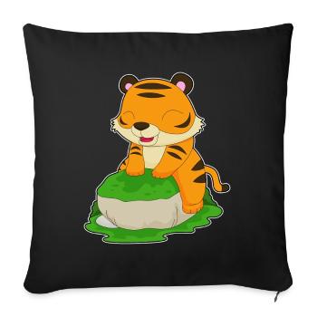 tigre mignon - Housse de coussin décorative 45 x 45 cm - noir - Devant