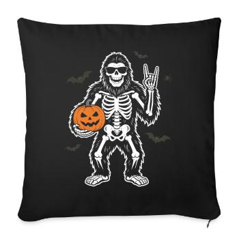 Bigfoot d’Halloween, fête d’Halloween, Citrouille squelette - Housse de coussin décorative 45 x 45 cm - noir - Devant