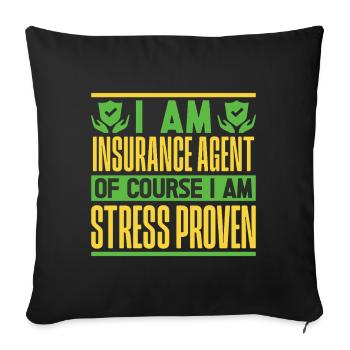 Insurance Agent Stress Proven Funny Insurance - Sofa pillowcase 17,3'' x 17,3'' (45 x 45 cm) - black - Front