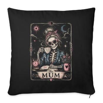 Mode Maman alimenté par le thé et le Chaos Vintage Tarot - Housse de coussin décorative 45 x 45 cm - noir - Devant