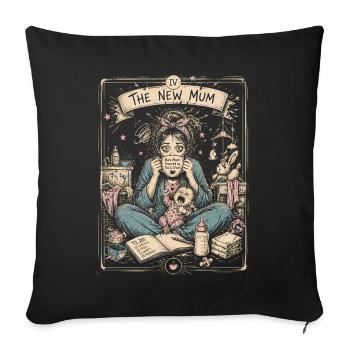 Nouvelle Maman Thé Chaos Art Vintage Fatigué - Housse de coussin décorative 45 x 45 cm - noir - Devant