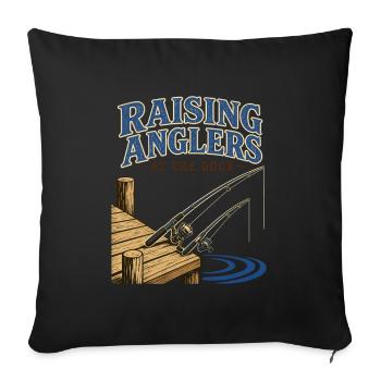Élever des pêcheurs au quai Famille de pêche en eau douce - Housse de coussin décorative 45 x 45 cm - noir - Devant