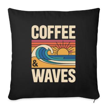 Vagues de café, surf, Plage de surfeurs de Café et Vagues - Housse de coussin décorative 45 x 45 cm - noir - Devant