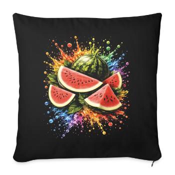 Pastèque Multicolore Splash Art - Housse de coussin décorative 45 x 45 cm - noir - Devant