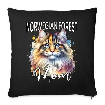 Norwegische Waldkatze Mama - Sofakissenbezug 45 x 45 cm - Schwarz - Vorne
