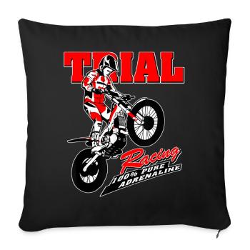 Trial-Rennen Motorradadrenalin - Sofakissenbezug 45 x 45 cm - Schwarz - Vorne