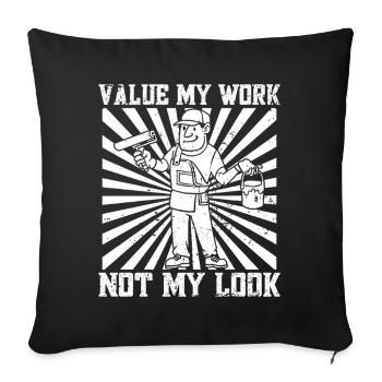 Peintre en bâtiment, créations hilarantes, cadeaux uniques - Housse de coussin décorative 45 x 45 cm - noir - Devant