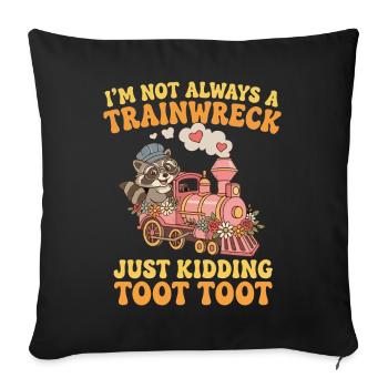 Raton laveur câlin dans un train de locomotive coloré - Housse de coussin décorative 45 x 45 cm - noir - Devant