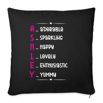 Ashley Name Gift - Sofakissenbezug 45 x 45 cm - Schwarz - Vorne