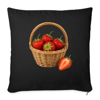 A strawberry basket of fruit and fruit strawberries - Sofa pillowcase 17,3'' x 17,3'' (45 x 45 cm) - black - Front