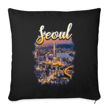 Corée, Séoul, ville sud-coréenne - Housse de coussin décorative 45 x 45 cm - noir - Devant
