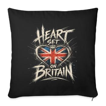 Heart Set On Britain UK Flag Grunge Graphic - Sofa pillowcase 17,3'' x 17,3'' (45 x 45 cm) - black - Front