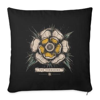The Yorkshire White Rose Vintage Emblem Design - Sofa pillowcase 17,3'' x 17,3'' (45 x 45 cm) - black - Front