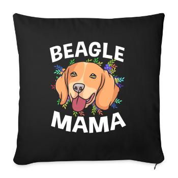Beagle Mama Mutter Hundemama - Sofakissenbezug 45 x 45 cm - Schwarz - Vorne