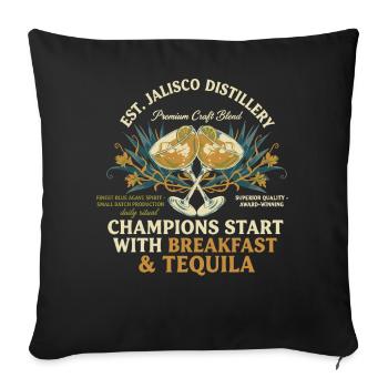Frühstück Lustiger Brunch Kaffee Erdnussbutter Ahorn - Sofakissenbezug 45 x 45 cm - Schwarz - Vorne
