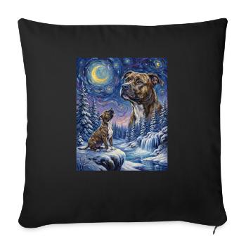 Hurlement au chien de la lune Staffordshire Terrier - Housse de coussin décorative 45 x 45 cm - noir - Devant