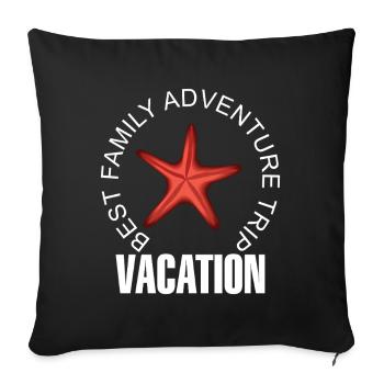 Motif d’aventure en étoile de mer pour vacances en famille - Housse de coussin décorative 45 x 45 cm - noir - Devant