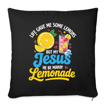 Jesus macht Limonade zum christlichen Humor - Sofakissenbezug 45 x 45 cm - Schwarz - Vorne