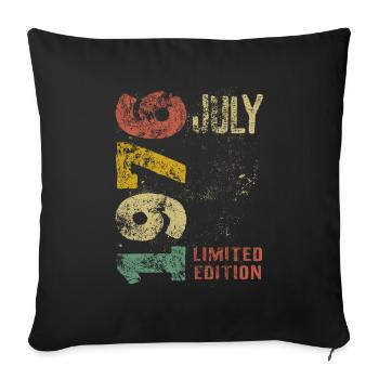 Édition limitée vintage juillet 1976 anniversaire - Housse de coussin décorative 45 x 45 cm - noir - Devant