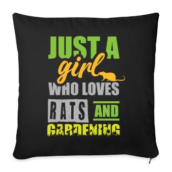 Juste une fille qui fait des rats et jardine ! - Housse de coussin décorative 45 x 45 cm - noir - Devant