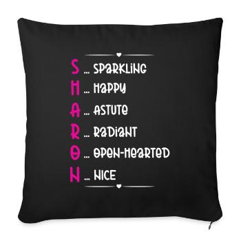 Poème du Nom Sharon - Housse de coussin décorative 45 x 45 cm - noir - Devant