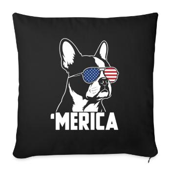Merica USA Flag Patriotic Boston Terrier - Sofa pillowcase 17,3'' x 17,3'' (45 x 45 cm) - black - Front