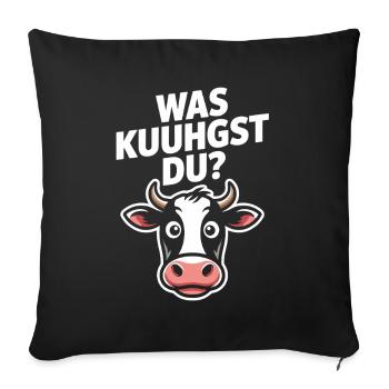 Was Kuuhgst Du? Kuh Kopf Illustration - Sofakissenbezug 45 x 45 cm - Schwarz - Vorne