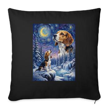 Howling to the Moon Meme Dog Beagle - Sofa pillowcase 17,3'' x 17,3'' (45 x 45 cm) - black - Front