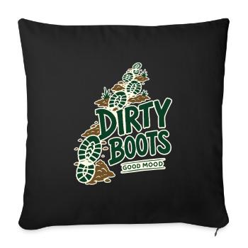 Dirty Boots Citation d’aventure sur un sentier de randonnée de bonne humeur - Housse de coussin décorative 45 x 45 cm - noir - Devant