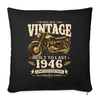 Cadeau pour le 80e anniversaire Biker Vintage 1946 - Housse de coussin décorative 45 x 45 cm - noir - Devant