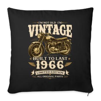 Cadeau pour 60 ans Biker Vintage 1966 - Housse de coussin décorative 45 x 45 cm - noir - Devant